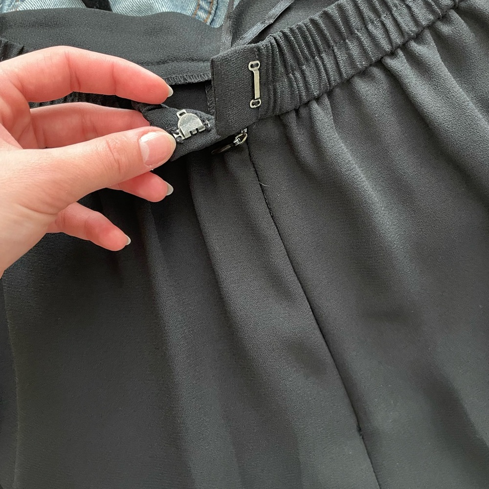 Straight leg slack pants with back hidden zipper